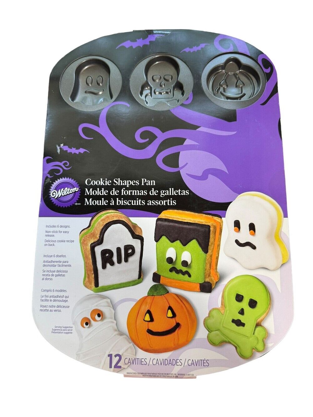 Wilton Halloween Cookie Shapes Cookie Pan New In Orig Wrappings 12 Cavity